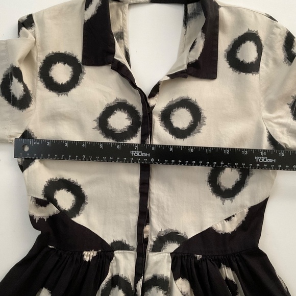 Lil By Anthropologie A-Line Shirt Dress Sz 2 Abstract Bold Retro Rockabilly Mod - Picture 8 of 13